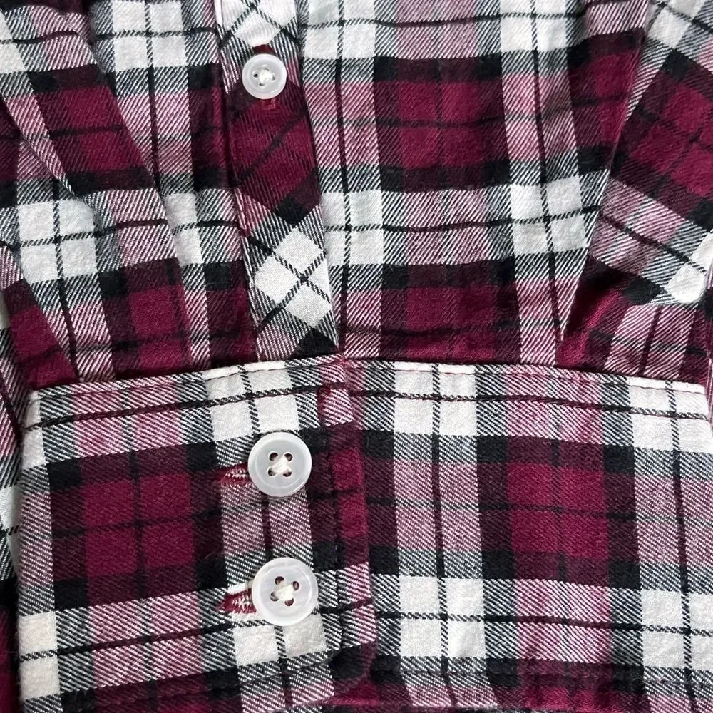 J Crew Women's Plaid Shirt Button Down Cotton Holiday Purple Classic Fit Large